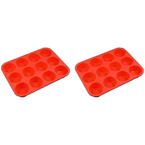 2x12 kopper vanlig silikonmuffinsform, non-stick silikon perfekt for å lage vafler, kaker, terter, brød