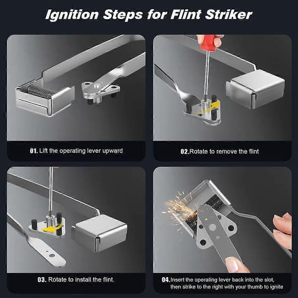 10 STK Sæt med 30 Triple Flints til Triple Flint Torch Strike, Flints Holder Udskiftninger
