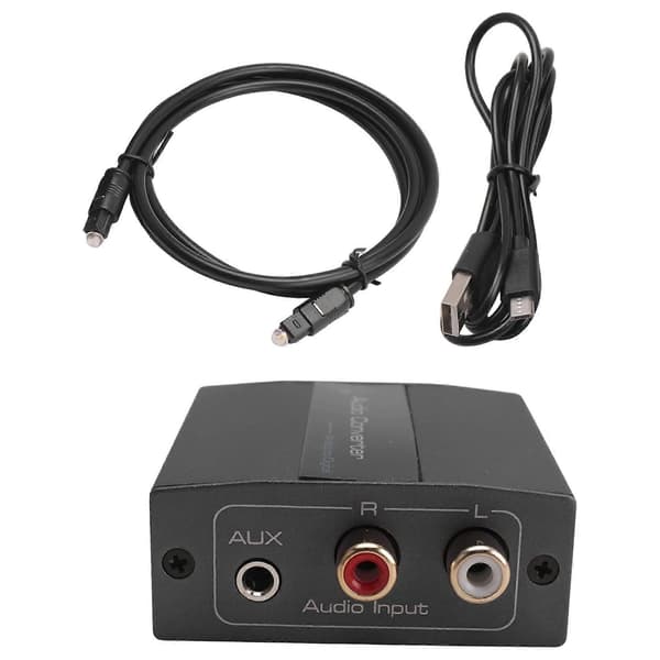 Analog til Digital Lydkonverter RCA til Optisk med Optisk Kabel Lyd Digital Toslink og Koaksial Lydadapter Svart grå