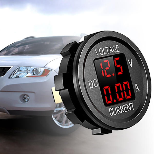 Digitalt voltmeter Amperemeter Universal Højpræcision Dual Led Display 12-24v Bilspændingsstrøm Monitorpanel til bil Green