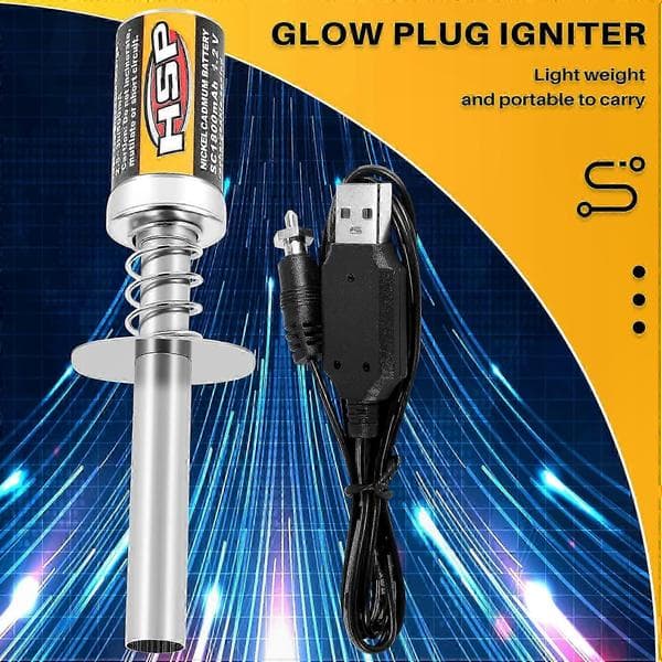 USB genopladelig gløderørs-tænder til 1/10 nitro-motorer, 1,2V 1800mAh batteristrøm As Shown