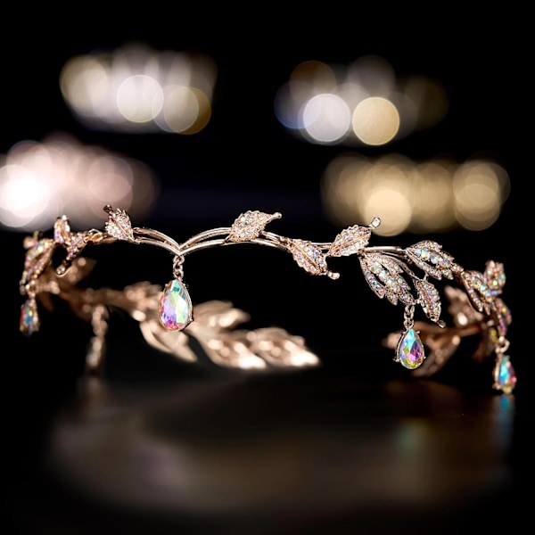 Rhinestone Blad Bryllups Tiara Hårbånd til Bruder, Sølv Krone Hårbånd til Konkurrencer Bryllup Prom Fødselsdag