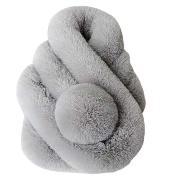 Konstgjord Päls Enfärgad Vinterhalsduk Plyschboll Bred Tjocknad Pälshalsduk Wrap Modeaccessoarer Light Grey 70cm