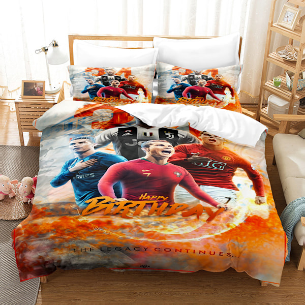 3D jalkapallotähti Ronaldo, Messi, Mbappe ja muita sarjoja painettu kolmiosainen setti kaksiosainen setti digitaalinen pussilakanasetti tyynyliinasetti I 140*210