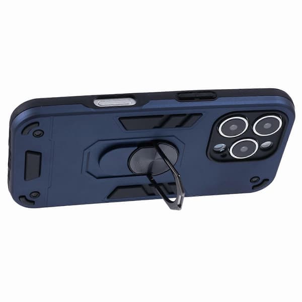 Til iPhone 16 Pro Max Cover PC+TPU Drop Defend Telefon Cover med Ring Kickstand - Grøn Multicolor Blue