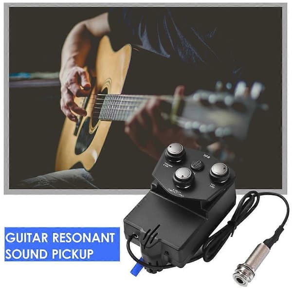 Akustisk Gitarr Vibrationspickup Bluetooth Reverb Delay Mikrofon Spelfunktion Gitarr M2 Resonanspickup Black