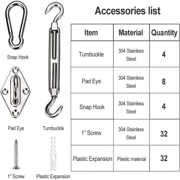Monteringssett for solseil 6 tommer 80 stk