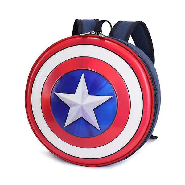 Captain America's sköld barnryggsäck tecknad mini skolväska rund mode vattentät sportpaket