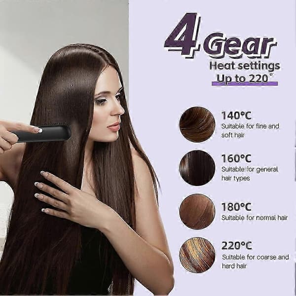 Sladdlös plattborste, Gobrush Pro Enkel hårstyling, Snabbuppvärmd trådlös minihårborste White