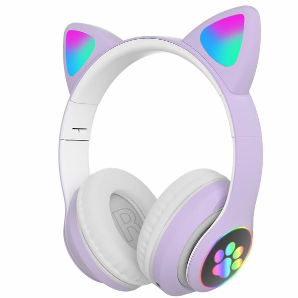 Hörlurar Cat Ear Trådlösa hörlurar, LED Light Up Bluetooth Hörlurar Over On Ear Med/mikrofon För Iphone/ipad/kindle/laptop