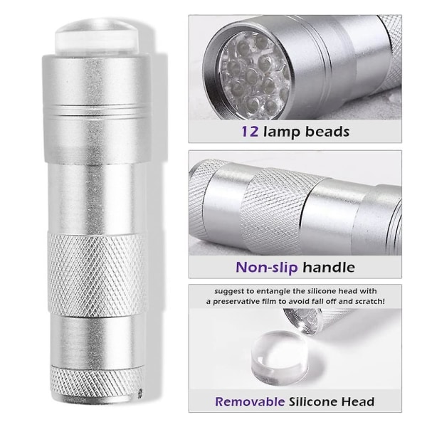 Mini Uv Nail Lamp Presser, Silikon Nail Press Light, Handheld Led Nail Curing Lamp Nageltork med silikonhuvud för snabb nagelbättring, nagelpress