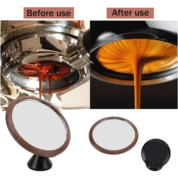 Valnötssvart kaffeextraktionsspegel, 360° rotationsjusterbar espressospegel för att observera kaffeflödeshastigheten