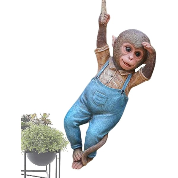 Hanging Monkey Statue - Resin Swinging Monkey Statue