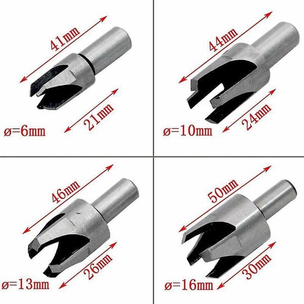8 STK HSS Pluggkutter Trebearbeidingsverktøy Trepluggbor Trepluggkutterbor 6mm/10mm/13mm/16mm