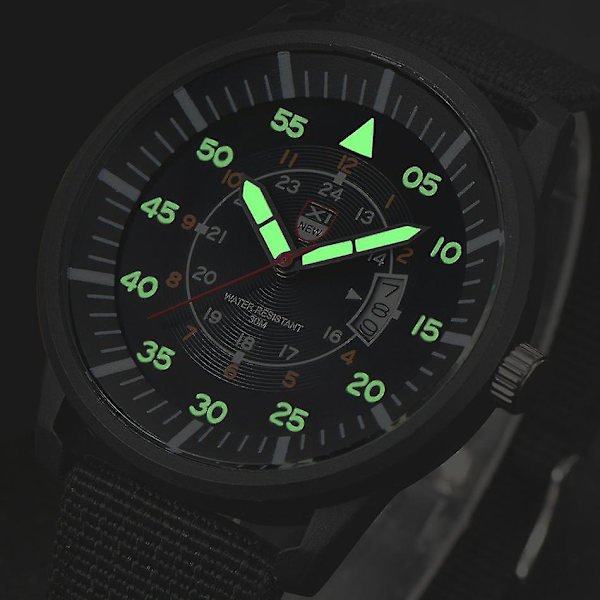 Ny Military Herr Quartz Army Watch Black Dial Date Luxury Sport Watch Black