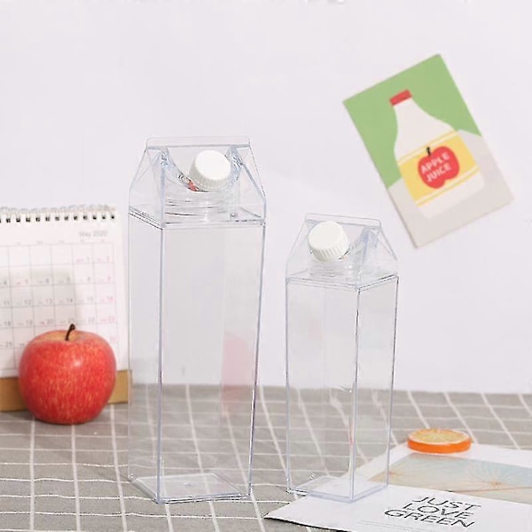 500ml/1000ml Mjölkförpackning Vattenflaska Transparent BPA-Fri Plast Bärbar Klar Behållare För Juice Te Mjölkflaskor 1000ML
