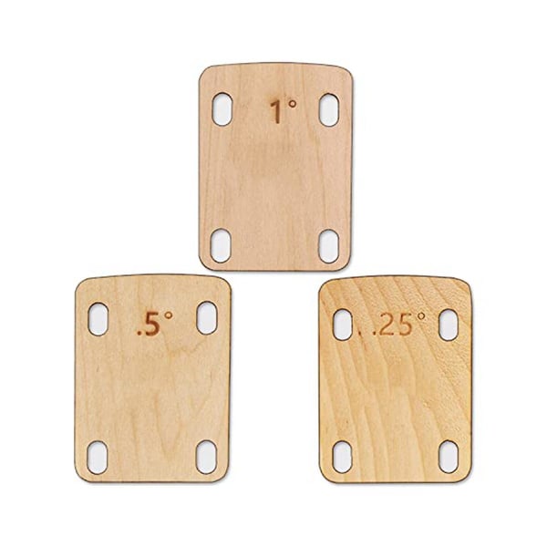 3 stk gitarhals-shims, solid lønnetre gitarhals-shimsbeskyttelse 0,25, 0,5 og 1 grads gitar Wood Color