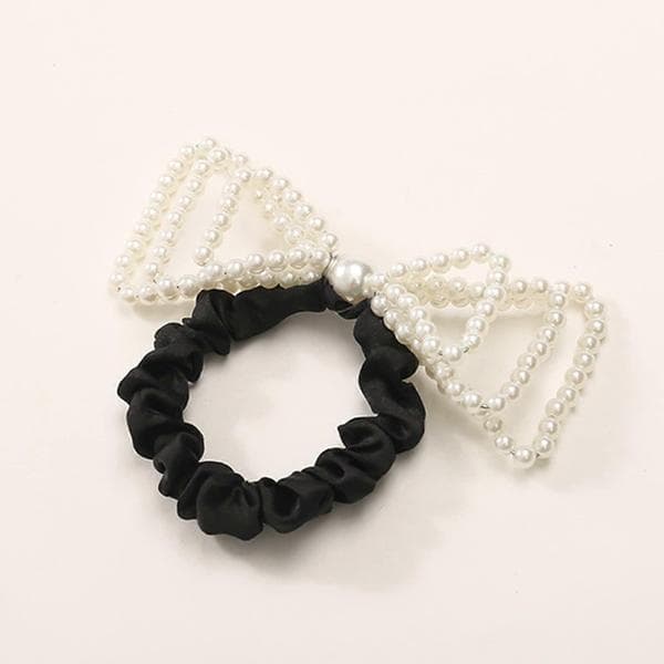 Håndlaget Perlebue Hårspenne med Hvit Perlebarrette, Elegant Brudehårtilbehør for Kvinner