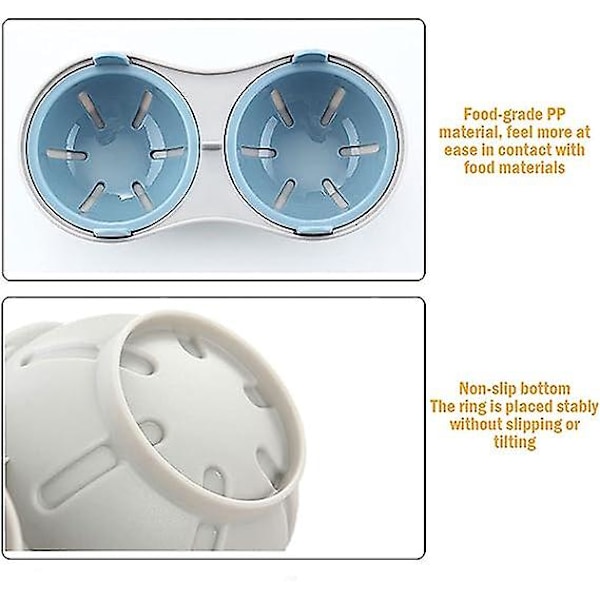 Mikrobølgeeggekoker, Egg Cooker, Dobbelte eggkopper for kokte egg, Posjert eggdamper Kjøkken, Posjert eggkoker med målebeger, Blå