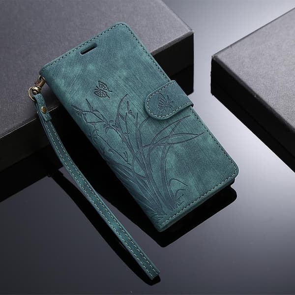 Orkide Lærveske for iPhone 13 Green