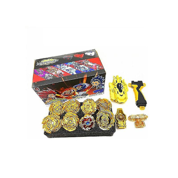 8 kpl Kultainen Beyblade Set Gyro Burst Laukaisimella Kannettava Säilytyslaatikko Lasten Lahja Huippu