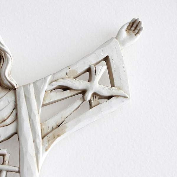 A Resen Christ Wall Cross Staty Religiös Resin Jesus Figur Hängande väggprydnad ihålig design