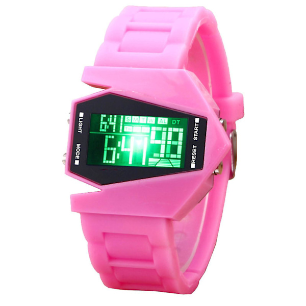 Digitalt Airplane Watch Multifunktionelt Unisex Farverigt Led Airplane Watch til kvinder og mænd Pink