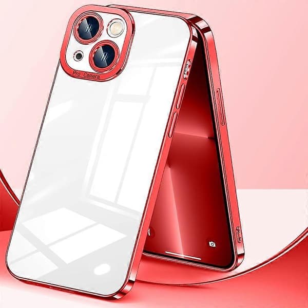 Krystallbelagt, svært transparent telefondeksel til iPhone 14 Plus Ruby Red
