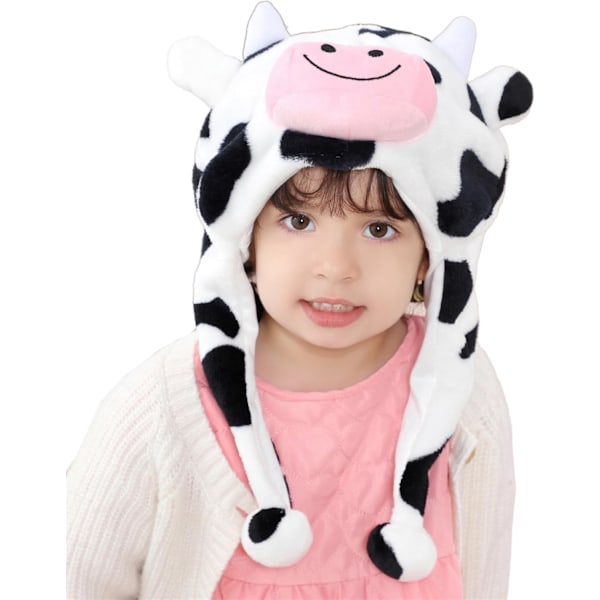 Vinter Unisex Pludset Dyr Hat Børn Piger Drenge Sød Sjov Dyr Ansigt Halloween Hat med Lange Øreklapper Julefest Cow