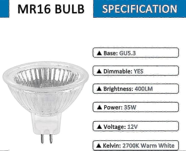Halogenlampa GU5.3 35W Varmvita Lampor - 12V MR16 Spotlight Förpackning med 6_cdb1