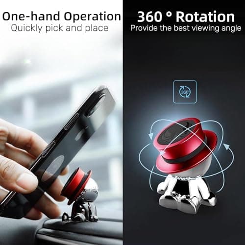 Sød Gentleman Magnetisk Telefonholder til Bil, Stærk Magnet, Magnetisk Telefonmontering til Bil [2 Plader] [360° Rotation] Univ