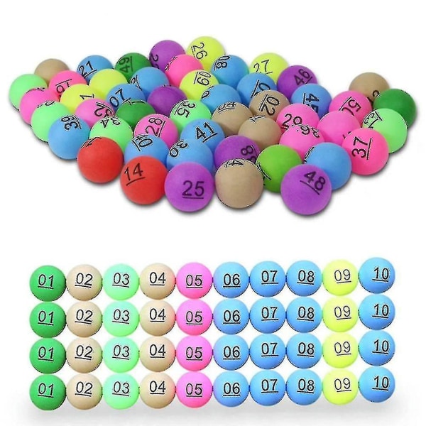 Fornnerg 50 stk Nummer 1-200 Assortert Farge Lucky Dip Gaming Lotteri Ping Pong Baller