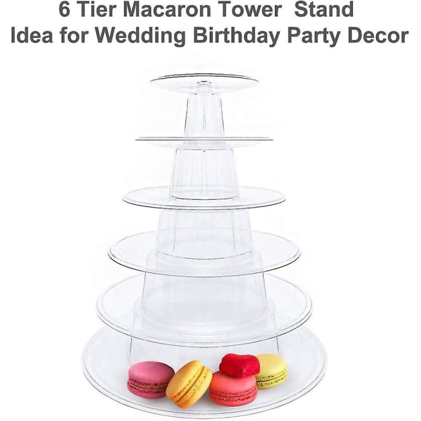 Macaron Tower Stand, 6-tiers rund Macaron Stand, Multifunktionel Cupcake Biscuit Dessert Display Stand