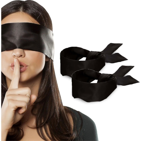 2 kpl satiininen silmänaamio Sleep Mask Pehmeä satiininen cover Silkki unmasuoja Valentine Gift 160cm / 63 (2 kpl musta)