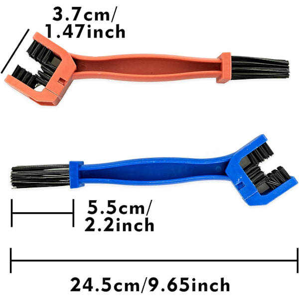 Pyörän ketjuharja, ketjunpuhdistusharja moottoripyörän ketjunpuhdistusaine puhdistusharja pyörän jarrun lianpoistotyökalu sininen+punainen, 2kpl