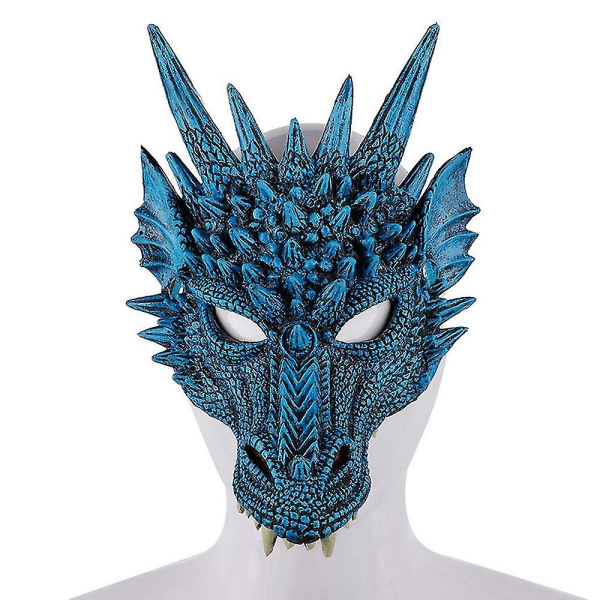 Halloween Cosplay Full Mask Adult Party Rekvisitter 3d Dragon Mask Blue