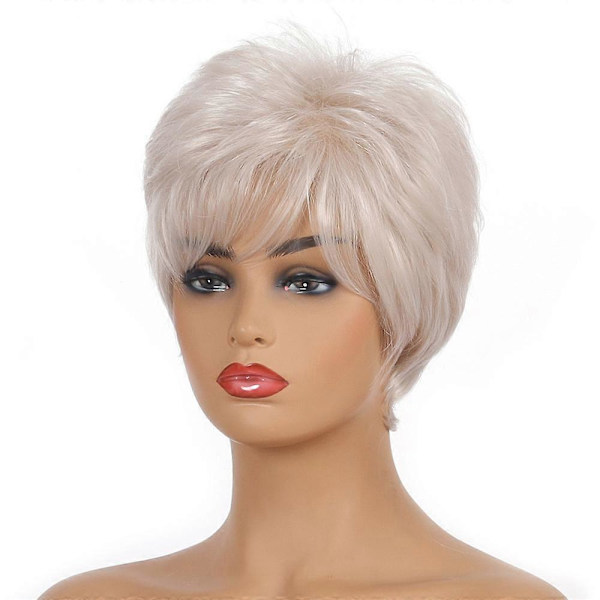 Dam Mode Ljusblond Pixie Hår Peruk Syntetiska Hela Peruker