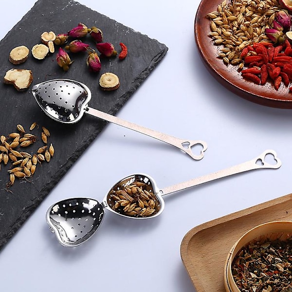 3 stk. hjerteformet te-si, rustfrit stål te-si, te-infuser