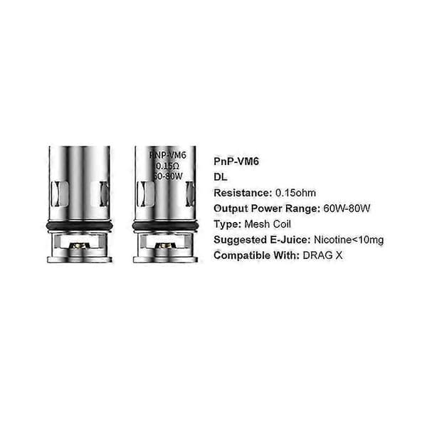 10 stk. PNP Fordamper Erstatningscoil VM6 0.15Ohm PnP Coil for DRAG X/DRAG Max /ARGUS Pro /ARGUS X Silver