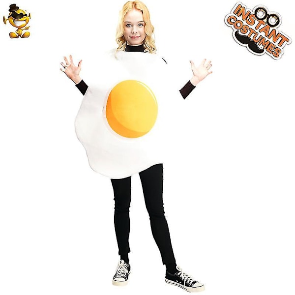 Halloweenin aikuisten parien paistettu kananmuna ja pekonin juhla-asut hauskat ruokacosplay-asut FF404