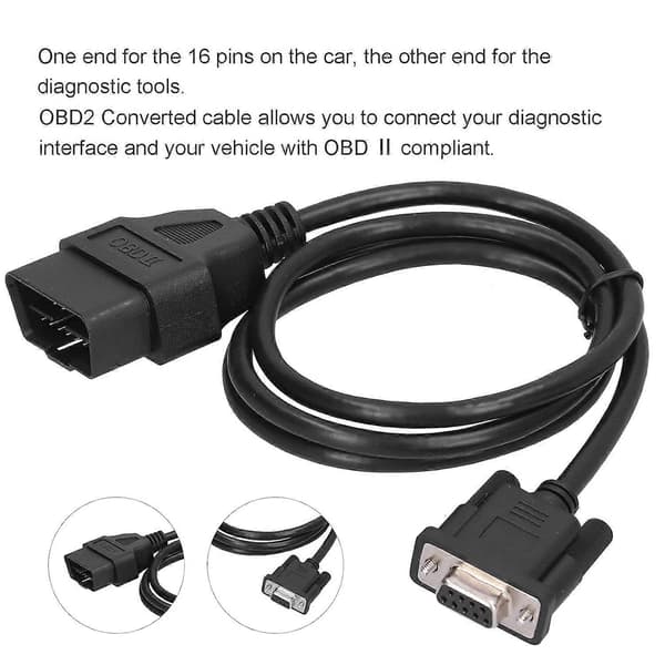 EVGATSAUTO 16-bens ABS automatisk diagnostisk kabel 16-bens OBD2 til RS232 DB9 bil diagnostisk interface adapter forlængerkabelstik