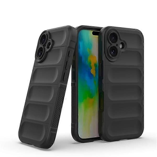 Kompatibel med iPhone 16 Plus-deksel Robust TPU Støtsikkert Mobiltelefondeksel Black