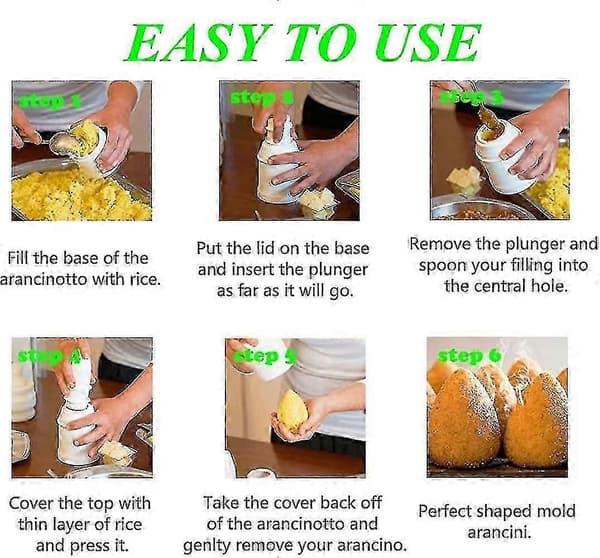Arancini Maker Form, DIY Risballform, multifunksjonell Risball Maker Shake, hjemmelaget Fylt Kjøtt Point Ball - På Lager
