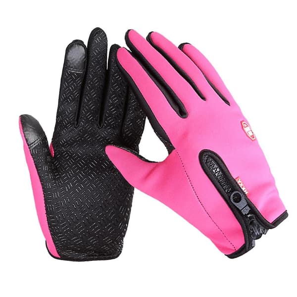 Termiske vind- og vandtætte vinterhandsker Touch Screen Luffer Pink M