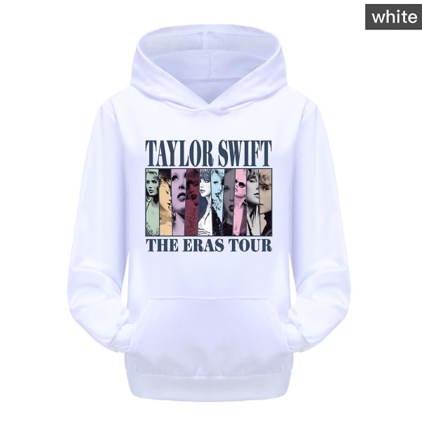 3-16 år Barn Pop Taylor Swift The Eras Tour Printed hoodie Flickor Pojkar Huvtröja Pullover Toppar White 15-16T 170CM
