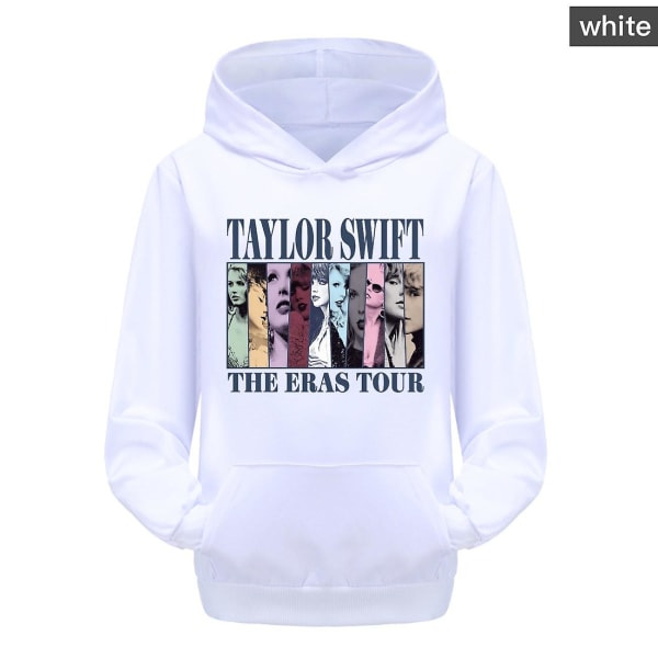 3-16 år barn Pop Taylor Swift The Eras Tour tryckt huvtröja flickor pojkar huvtröja pullover toppar White 3-4T 110CM