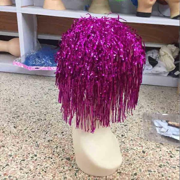 Kimalteleva folio peruukki violetti folio tinsel asu peruukki naamiaisasuihin