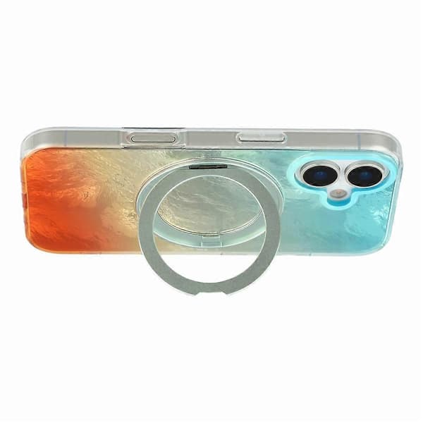 Kompatibel med iPhone 17-fodral Roterande ringstöd Aurora Gradient TPU Stötsäkert telefonfodral Blue