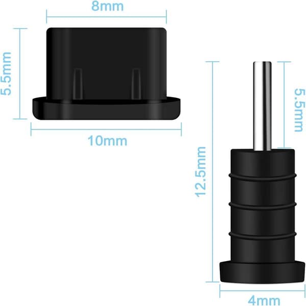 10 par USB-laddningsport dammskydd plugg set USB typ C A
