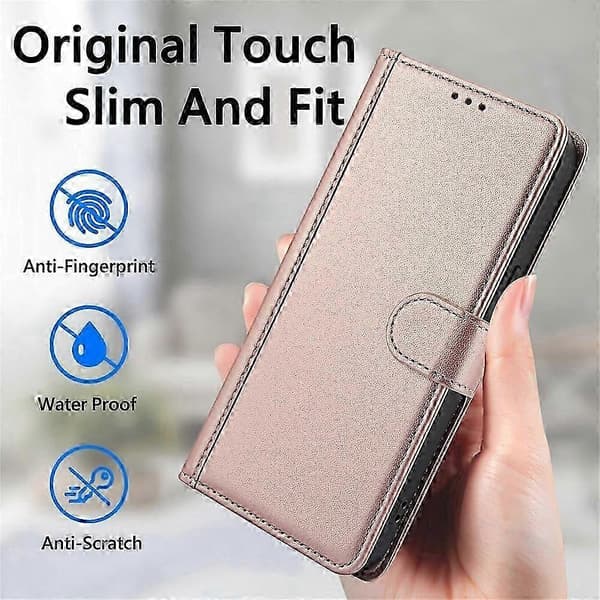 Læderetui med \"Skin Feel\" til iPhone 7 Plus og 8 Plus Pink gold